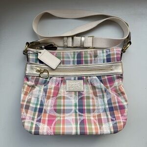 Coach Poppy Daisy Madras Tartan Plaid Crossbody Bag